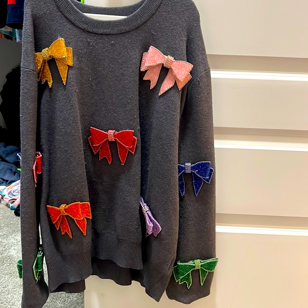 Queen of Sparkles! Sweater with Rainbows! NEW WITH TAGS! never worn! Size Large
